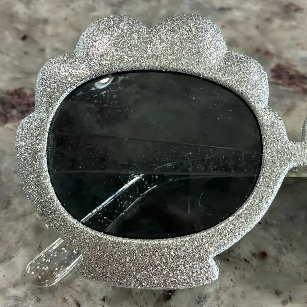 Gymboree Girls Glitter Seashell Sunglasses Silver Beach 6+